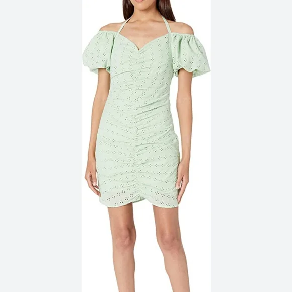 green emerald velvet dress Perfect Ending Mint Green Embroidered Eyelet Mini Dress